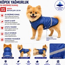 Köpek Yağmurluk Xs Beden Boyun Çapı 20 cm Su Geçirmez Reflektörlü Çıtçıtlı - Mavi