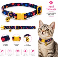 Kedi Tasması Gezegen Desenli Zilli Ayarlanabilir Klipsli - Lacivert