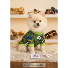Köpek Sweatshirt S Beden Boyun Çapı 28 cm Mickey Mouse Desenli Uzun Kollu - Yeşil