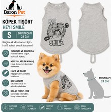 Köpek Tişörtü S Beden Boyun Çapı 24 cm Tasma Delikli Baskılı - Gri Melanj