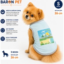 Köpek Tişörtü S Beden Boyun Çapı 26 cm Vacation Time Baskılı Kolsuz Atlet - Bebe Mavi