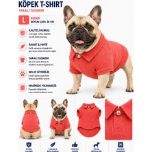 Köpek Polo Yaka Tişört L Beden Boyun Çapı 36 cm Nefes Alabilen Kumaş - Kırmızı