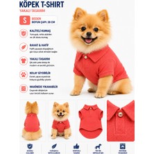 Köpek Polo Yaka Tişört S Beden Boyun Çapı 28 cm Nefes Alabilen Kumaş - Kırmızı