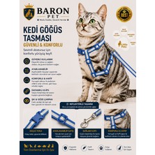 Kedi Göğüs Tasması ve Gezdirme Kayışı Seti Saks Mavisi Reflektörlü Ayarlanabilir