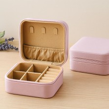 Royaleks Mini Fermuarlı Takı Kutusu 10X10X5 cm - Suni Deri, 4 Bölmeli
