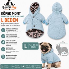 Köpek Montu L Beden 4,5-6,5 kg Kapüşonlu Kapitone Rüzgar Geçirmez - Bebek Mavisi