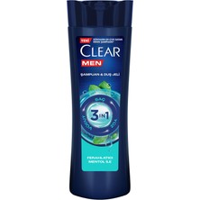 Clear Men 3 In 1 Şampuan & Duş Jeli Ferahlatıcı Mentol Etkisi Saç Yüz Vücut Için 350 ml