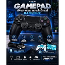 Dexxony Premium Siyah PlayStation 4 / Ps4 Oyun Kolu - Android Tv Uyumlu Kablosuz Bluetooth Gamepad