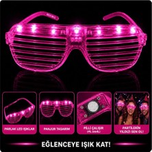 Küçük Hazine LED Işıklı Panjur Parti Gözlüğü Pembe Renk Shutter Gözlük