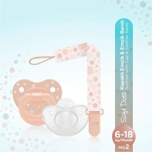 Wee Baby Kapaklı Damaklı Emzik ve Emzik Askısı No:2 Somon (2 Adet)