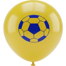 Jojo Balloons 12" Taraftar Sarı Lacivert Baskılı Balon 6'lı 5 Adet