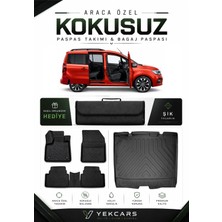 Yek Cars Renault Kango 2025 Model Aracınıza Özel 4d Karbonlu Kauçuk Paspas Takımı ve Bagaj Havuzu