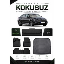 Yek Cars Skoda Super B 2019 Model Aracınıza Özel 4d Karbonlu Kauçuk Paspas Takımı ve Bagaj Havuzu