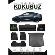 Yek Cars Tesla Y 2024 Model Aracınıza Özel 4d Karbonlu Kauçuk Paspas Takımı ve Bagaj Havuzu