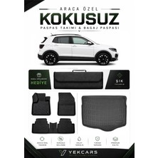 Yek Cars Volkswagen T-Cross 2022 Model Aracınıza Özel 4d Karbonlu Kauçuk Paspas Takımı ve Alt Bagaj Havuzu