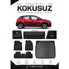 Yek Cars Citroen C3 2020 Model Aracınıza Özel 4d Karbonlu Kauçuk Paspas Takımı ve Bagaj Havuzu