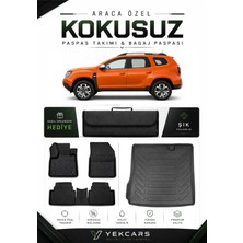 Yek Cars Dacia Duster 4x2 2023 Model Aracınıza Özel 4d Karbonlu Kauçuk Paspas Takımı ve Bagaj Havuzu