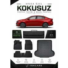 Yek Cars Fiat Egea Sedan 2022 Model Aracınıza Özel 4d Karbonlu Kauçuk Paspas Takımı ve Bagaj Havuzu