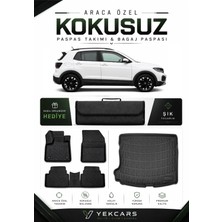 Yek Cars Volkswagen T-Cross 2026 Model Aracınıza Özel 4d Karbonlu Kauçuk Paspas Takımı ve Üst Bagaj Havuzu