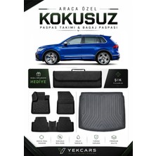 Yek Cars Volkswagen Tıguan 2020 Model Aracınıza Özel 4d Karbonlu Kauçuk Paspas Takımı ve Alt Bagaj Havuzu