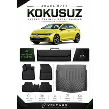 Yek Cars Volkswagen Golf 8 Otomatik 2023 Model Aracınıza Özel 4d  Kauçuk Paspas Takımı ve Alt Bagaj Havuzu