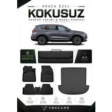 Yek Cars Hyundi Santa-Fe 2021 Model Aracınıza Özel 4d Karbonlu Kauçuk Paspas Takımı ve Bagaj Havuzu