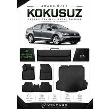 Yek Cars Volkswagen Jetta 2012 Model Aracınıza Özel 4d Karbonlu Kauçuk Paspas Takımı ve Cepli Bagaj Havuzu