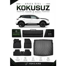 Yek Cars Opel Mokka 2024 Model Aracınıza Özel 4d Karbonlu Kauçuk Paspas Takımı ve Üst Bagaj Havuzu
