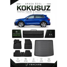 Yek Cars Volkswagen Tıguan 2020 Model Aracınıza Özel 4d Karbonlu Kauçuk Paspas Takımı ve Üst Bagaj Havuzu