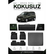 Yek Cars Peugeot Rifter 2024 Model Aracınıza Özel 4d Karbonlu Kauçuk Paspas Takımı ve Bagaj Havuzu