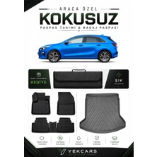 Yek Cars Kia Ceed  Hatchback 2019 Model Aracınıza Özel 4d Karbonlu Kauçuk Paspas Takımı ve Bagaj Havuzu