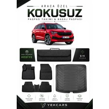 Yek Cars Skoda Kodiaq 2018 Model Aracınıza Özel 4d Karbonlu Kauçuk Paspas Takımı ve Bagaj Havuzu