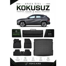 Yek Cars Hyundai Kona Elektrikli 2024 Model Aracınıza Özel 4d Karbonlu Kauçuk Paspas Takımı ve Üst Bagaj Havuzu