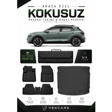 Yek Cars Yeni Kia Stonic 2026 Model Aracınıza Özel 4d Karbonlu Kauçuk Paspas Takımı ve Üst Bagaj Havuzu