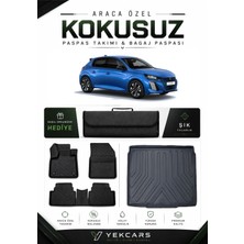 Yek Cars Peugeot 208 Elektrikli 2025 Model Aracınıza Özel 4d Karbonlu Kauçuk Paspas Takımı ve Bagaj Havuzu