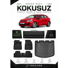 Yek Cars Kia Rio Hatchback 2014 Model Aracınıza Özel 4d Karbonlu Kauçuk Paspas Takımı ve Bagaj Havuzu