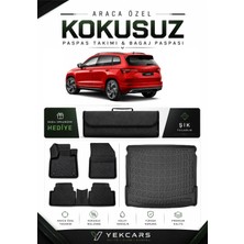 Yek Cars Skoda Karoq 2018 Model Aracınıza Özel 4d Karbonlu Kauçuk Paspas Takımı ve Bagaj Havuzu