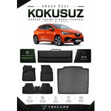 Yek Cars Renault Clio 5 2023 Model Aracınıza Özel 4d Karbonlu Kauçuk Paspas Takımı ve Bagaj Havuzu