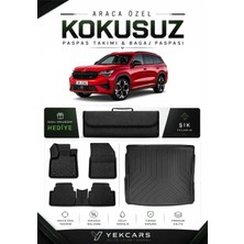 Yek Cars Skoda Kodiaq 2026 Model Aracınıza Özel 4d Karbonlu Kauçuk Paspas Takımı ve Üst Bagaj Havuzu