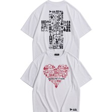 Fuddy Moda Unisex Depeche Mode Semboller Sırt Baskılı Tişört, Oversize Rock Band Temalı Tshirt