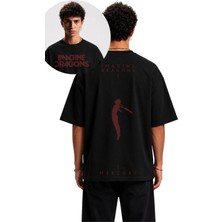 Fuddy Moda Unisex Imagine Dragons Mercury Sırt Baskılı Tişört, Oversize Rock Band Temalı Tshirt
