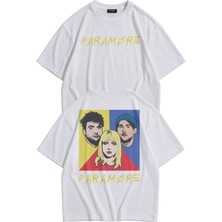 Fuddy Moda Unisex Paramore Members Sırt Baskılı Bisiklet Yaka Tişört, Oversize Rock Band Temalı Tshirt