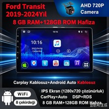 SBAID Ford Transit 2019-2024 Yıl Uyumlu 8GB Ram 128GB Rom Hafıza Android Kablosuz Carplay Navigasyon Multimedya 10 Inç Hediye Görüş Kamerası Hediye Çerçevesi 8+128
