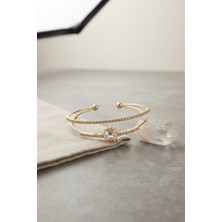 Karahanbey Kare Zirkon Taşlı Gold Renk Kadın Bileklik