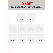 Esmana Living 10 Adet Yapışkanlı Sticker Güçlü Kendinden Yapışkanlı Kancalar Banyo Duş Rafı Kancası, Duvar Kancası