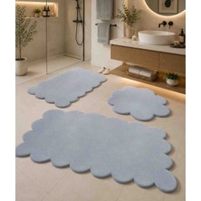 3'lü Set Kaymaz Taban Peluş Banyo Paspası Papatya(50*50) Lazer(50*60) Lazer (60*100)