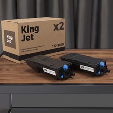 Kingjet Kyocera Uyumlu TK-3100 Standart Kapasiteli (2'li Paket) Çipli Muadil Toner | Ecosys FS-2100D