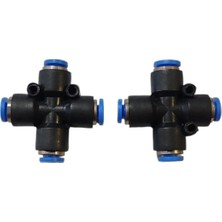 Brotech 4mm Kruva Bağlantı - 4 Yollu Jak - Pnömatik Jak - 4 Yollu Hortum Jakı 2'li Set