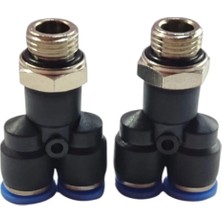 Brotech 1/4 - 8mm Yee Jak - Orta Bacak Yee Bağlantı - Pnömatik Jak - Hava Jakı 2'li Set