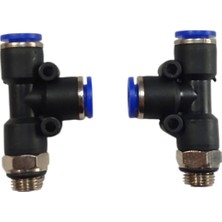 Brotech 1/8 - 6mm Ybt Jak - Yan Bacak Tee Bağlantı - Pnömatik Jak - Hava Jakı 2'li Set